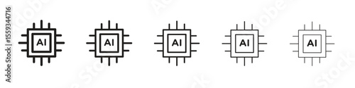 AI icon in trendy filled solid style in black and white colors