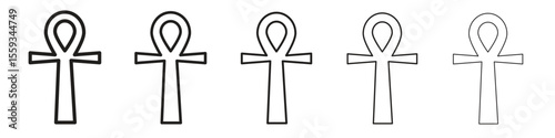 Ankh icon in trendy filled solid style in black and white colors