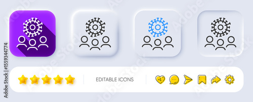 Coronavirus line icon. Neumorphic, Flat shadow, 3d buttons. Covid-19 pandemic virus sign. Corona virus symbol. Line coronavirus icon. Social media icons. Vector