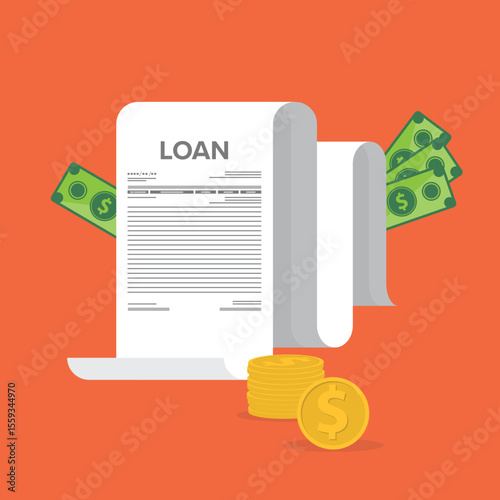 Finance management. Loan agreement. Mortgage money credit. Loan disbursement, quick loan service, easy credit.