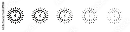 Brainstorm icon in trendy filled solid style in black and white colors