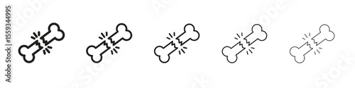 Broken bone icon in trendy filled solid style in black and white colors