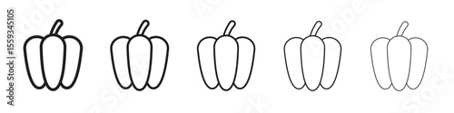 Capsicum icon in trendy filled solid style in black and white colors