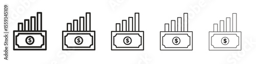 capital gain icon in trendy filled solid style in black and white colors