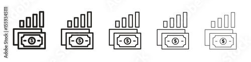 capital gain icon in trendy filled solid style in black and white colors