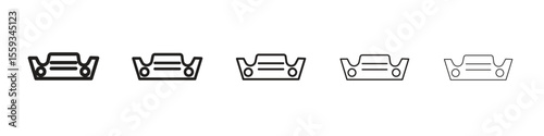 Car bumper icon in trendy filled solid style in black and white colors