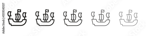 Caravel icon in trendy filled solid style in black and white colors