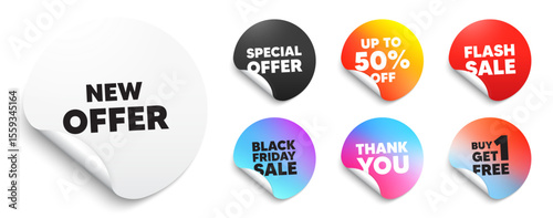 New offer sticker tag. Special offer paper price tags. New offer tag. Special price sign. Advertising Discounts symbol. Discount, black friday sticker. Promo banner. Vector