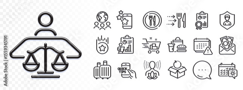 Bribe, Global business and Food line icons for web app. Glare of light effect. Message icon. Pack of Food delivery, Security agency, Shopping cart pictogram icons. Vector