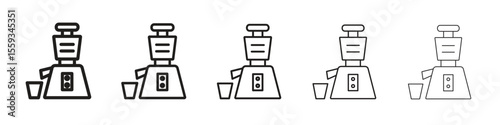 Cold pressed juicer icon in trendy filled solid style in black and white colors