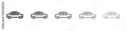 Compact car icon in trendy filled solid style in black and white colors
