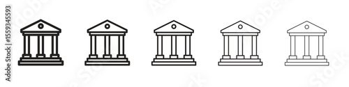 Courthouse icon in trendy filled solid style in black and white colors
