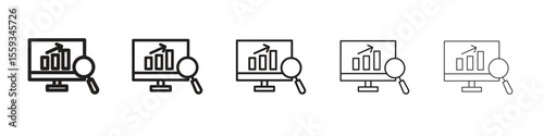 Data Analysing icon in trendy filled solid style in black and white colors