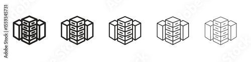 Data center icon in trendy filled solid style in black and white colors