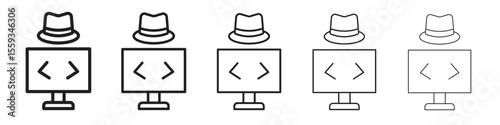 Hacker icon in trendy filled solid style in black and white colors