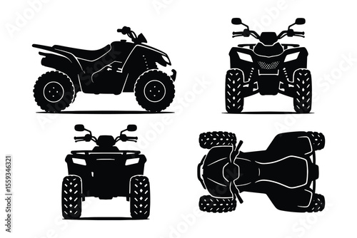 ATV Silhouette Collection Quad Bike Off-Road Vehicle Design All-Terrain Transport