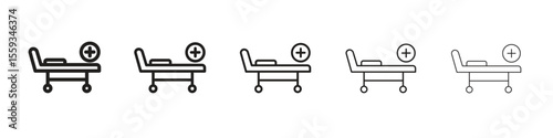 Hospital bed icon in trendy filled solid style in black and white colors
