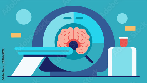 The MRI machine uses advanced technology to produce highresolution images of the brain allowing healthcare professionals to diagnose a range of brain diseases and conditions such. Vector illustration