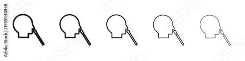 Nasal swab icon in trendy filled solid style in black and white colors