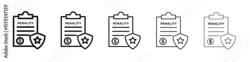 Penalty icon in trendy filled solid style in black and white colors