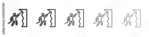People Climbing icon in trendy filled solid style in black and white colors