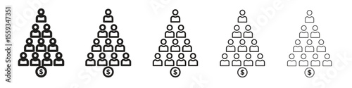 Ponzi scheme icon in trendy filled solid style in black and white colors