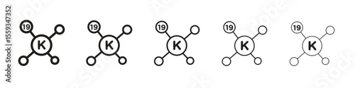Potassium icon in trendy filled solid style in black and white colors