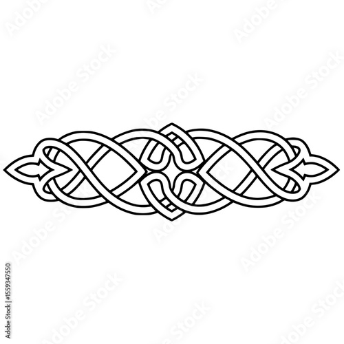 Minimalistic black and white line design of an intricate ornament  