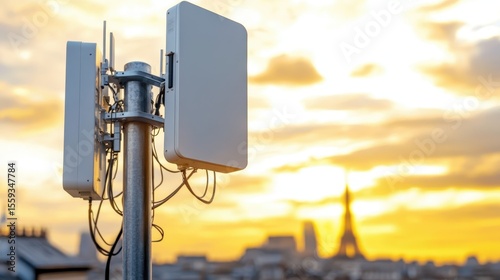 Modern Communication Technology Against Beautiful Sunset Skyline
