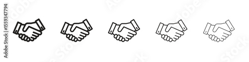 Shake hands icon in trendy filled solid style in black and white colors