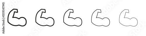 Strong arm icon in trendy filled solid style in black and white colors