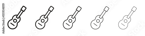 Ukulele icon in trendy filled solid style in black and white colors