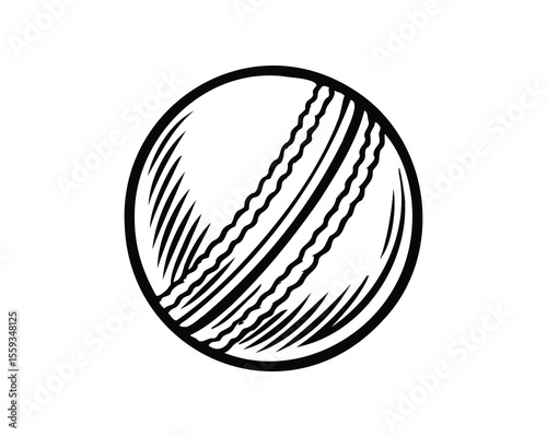 Cricket Ball Vector Illustration with Seam Detail and Sport Equipment Icon Design