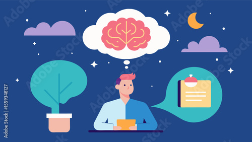 The role of sleep The seminar covers the importance of quality sleep for brain health including tips for improving sleep hygiene and the effects of sleep deprivation on brain. Vector illustration