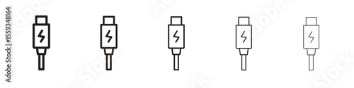 USB type c icon in trendy filled solid style in black and white colors