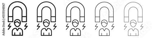 User engagement icon in trendy filled solid style in black and white colors