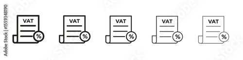 Value added tax VAT icon in trendy filled solid style in black and white colors