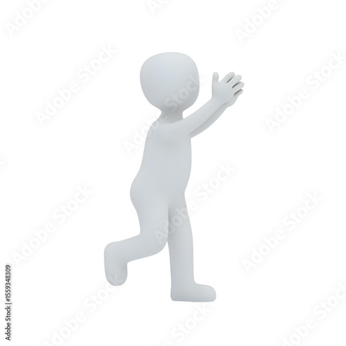 White stick figure reaching out pose illustration on black background stock photo image on transparent background