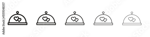 Wedding dinner icon in trendy filled solid style in black and white colors