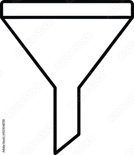 Filter icon with funnel shape and straight lines for sorting functions line art