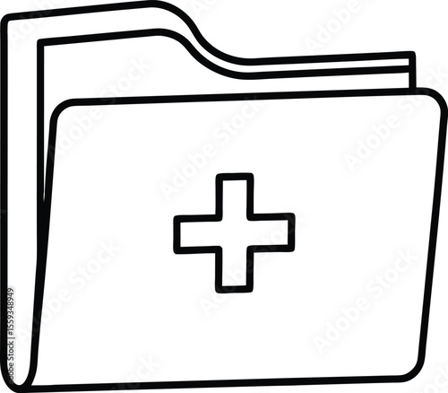 Folder add icon with plus sign and soft edges in document interface line art