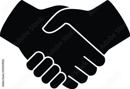 Handshake illustration with outlined arms and joined hands in trust pose line art