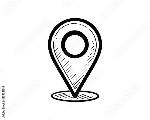 Hand Drawn Location Pointer Icon Vector Illustration for Maps and Navigation Systems