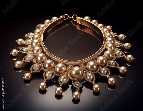 elegant golden pearl necklace on dark background a luxurious jewelry piece