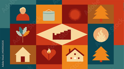 The handmade quilt passed down through generations held stories in every patch and brought back memories of family gatherings and cozy nights by the fire.. Vector illustration