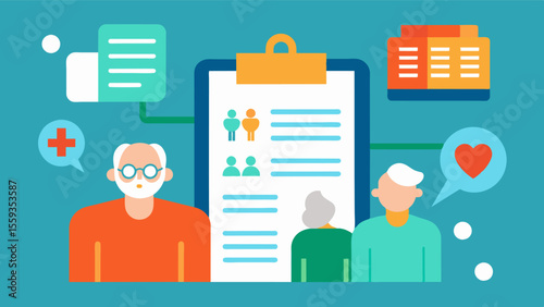 Medical records outlining a patients increased risk for developing dementia due to family history genetic testing results and lifestyle factors.. Vector illustration