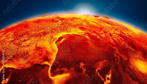 thermal image showing excessive heat retention on earthrs surface with background of global warming and climate change