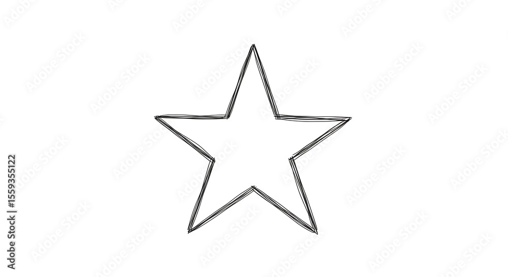 Fototapeta premium Simple Black Outline of a Five-Pointed Star on Isolated White Background