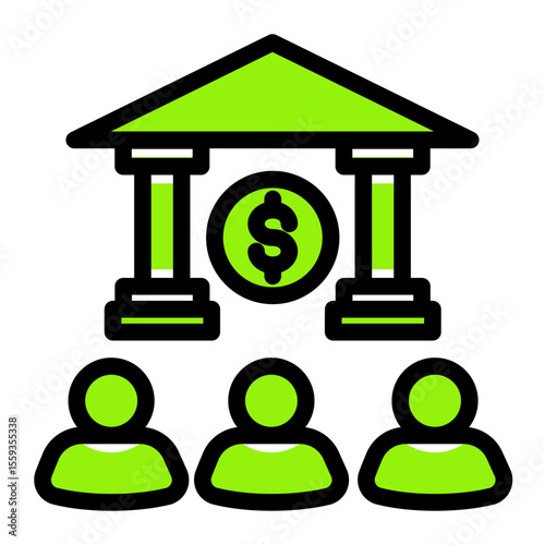Corporate Banking and Financial Institution Icon from Financial Services Collection (Solid Color Lineal style)