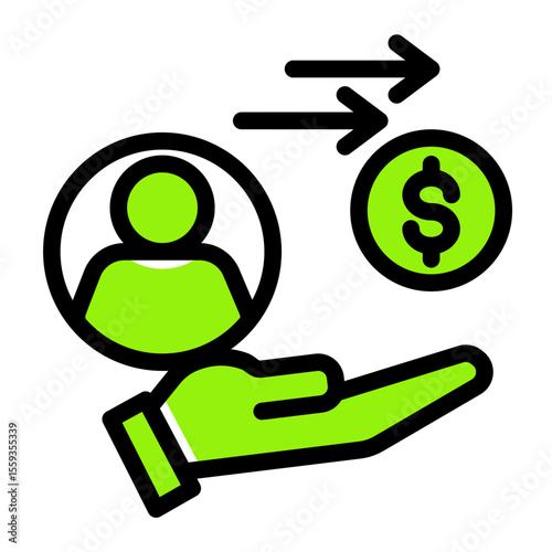 Money Lender and Financial Transaction Icon from Financial Services Collection (Solid Color Lineal style)